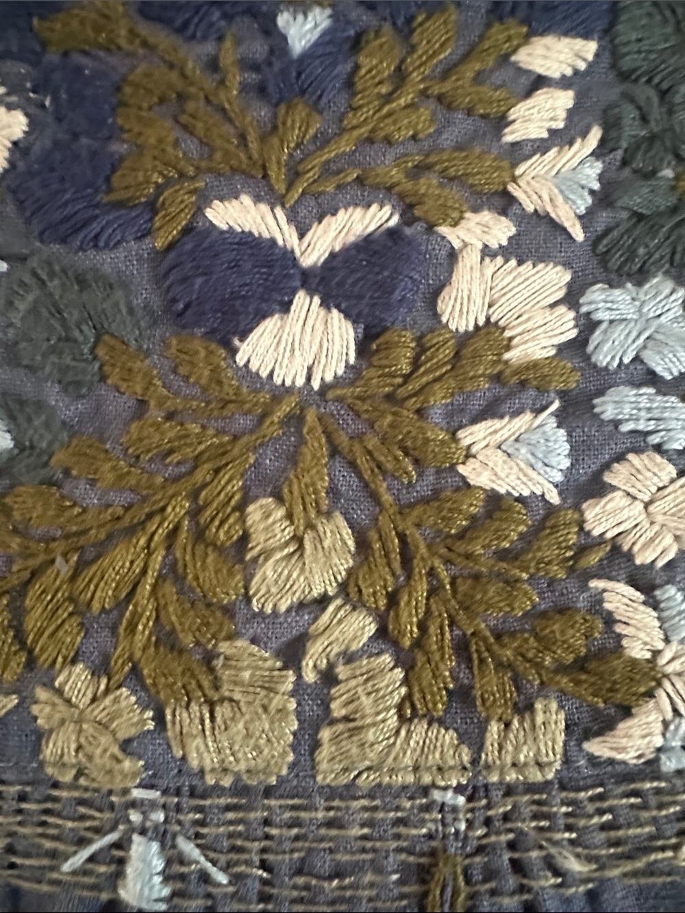 Mi Golondrina Blue Hand Embroidered Peasant Dress w/ Floral Detail Size M • NWT - Picture 4 of 7